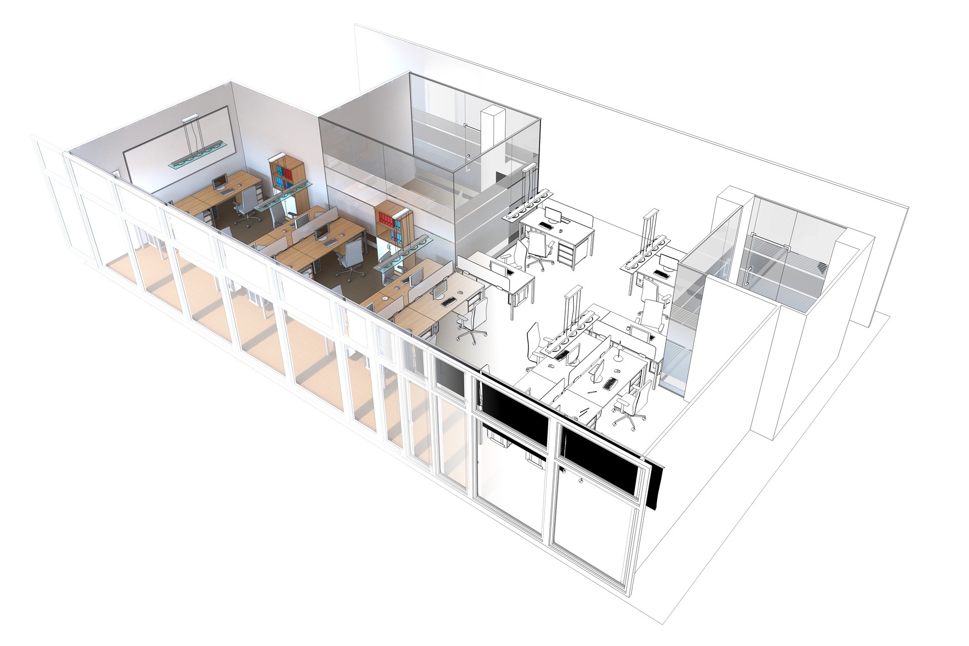 Moderne Bürofläche als 3D-Modell | 3D Visualisierung Immobilien

