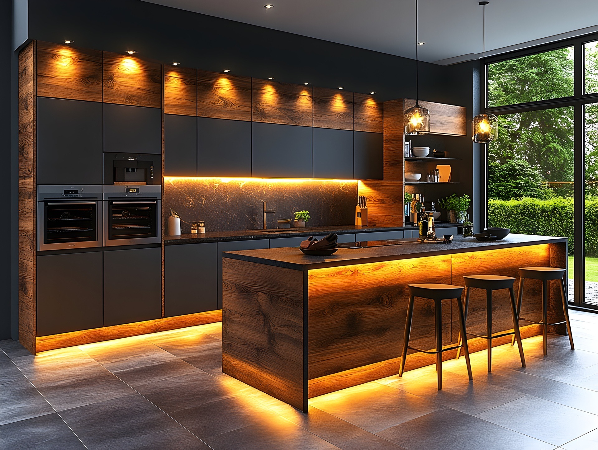 Designküche mit LED Beleuchtung | Elf Bar Elfa